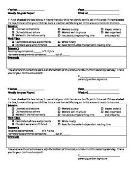 Weekly Progress Report Templates Weekly Progress Report Template for Elementary Students by