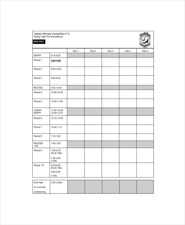 Weekly School Planner Template Daily Agenda Planner Template 4 Free Pdf Documents