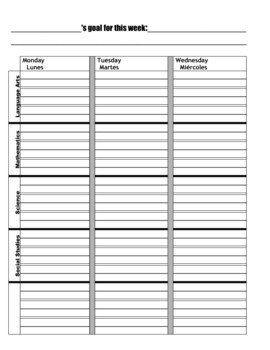 Weekly School Planner Template Student Agenda Weekly Planner Template Including Spelling