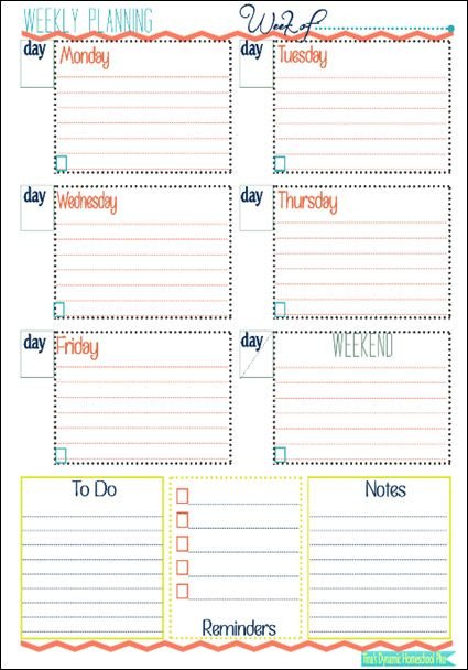 Weekly School Planner Template Week at A Glance form