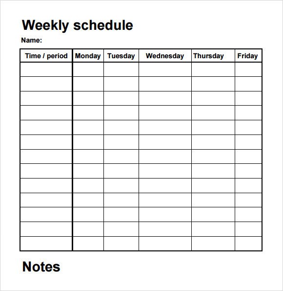 Weekly Time Schedule Template Blank Schedule Template 6 Download Free Documents In Pdf