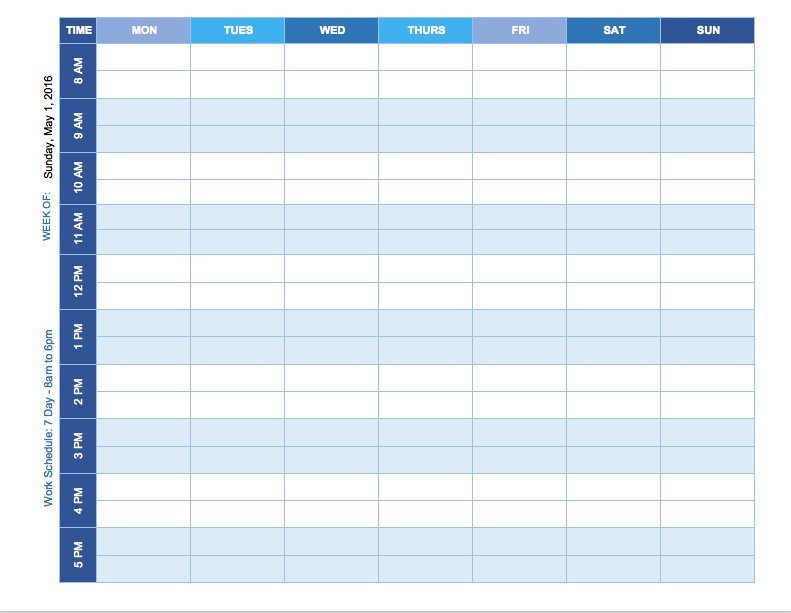 Weekly Time Schedule Template Free Weekly Schedule Templates for Excel Smartsheet