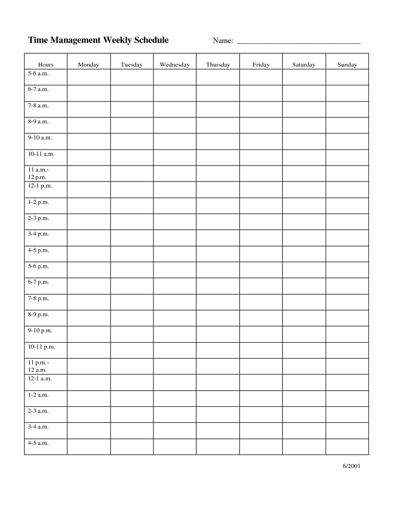 Weekly Time Schedule Template Time Management Weekly Schedule Template …
