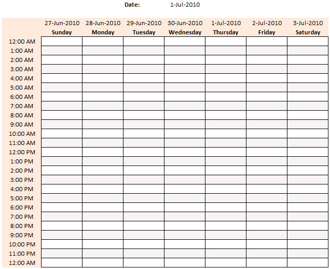 Weekly Time Schedule Template Weekly Schedule Template