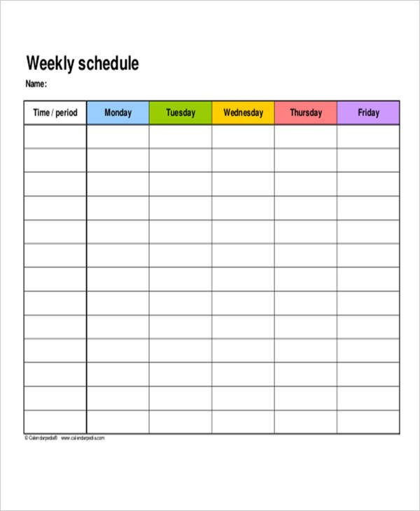 Weekly Workout Schedule Template Blank Workout Schedule Template 8 Free Word Pdf format