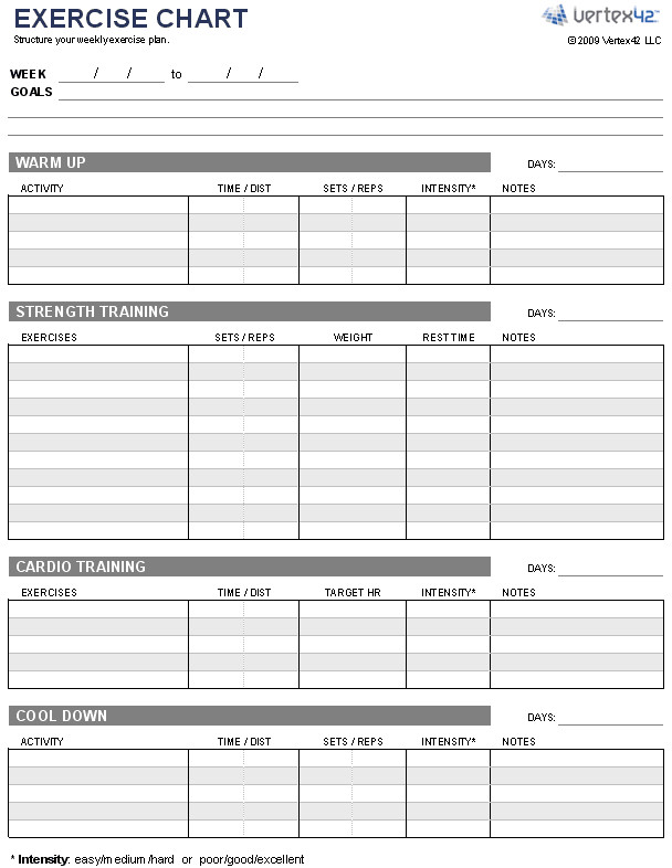 Weekly Workout Schedule Template Free Exercise Chart or Ms Excel Use This Template to