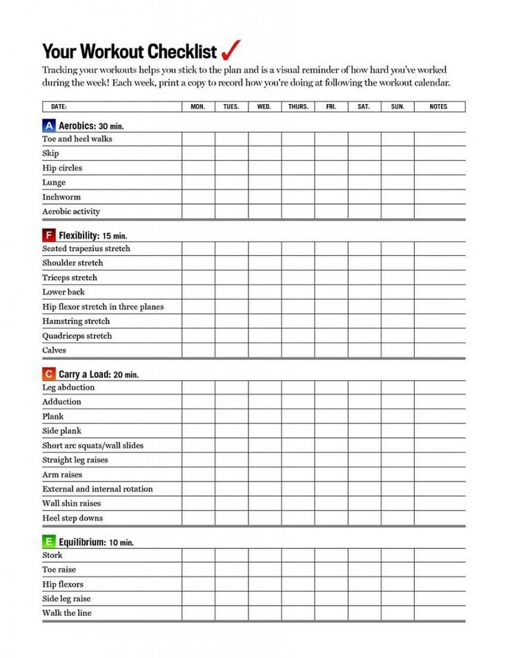 Weekly Workout Schedule Template Printable Workout Calendar Kiddo Shelter