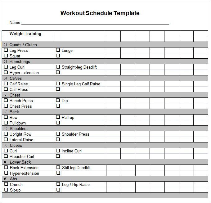 Weekly Workout Schedule Template Workout Schedule Template 10 Free Word Excel Pdf