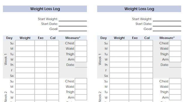 Weight Loss Chart Template 10 Excel Templates to Track Your Health and Fitness