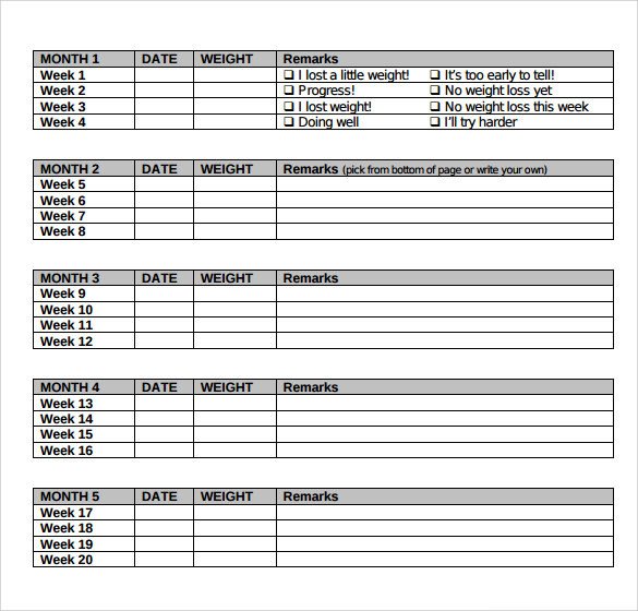 Weight Loss Chart Template Sample Weight Loss Chart 7 Documents In Pdf