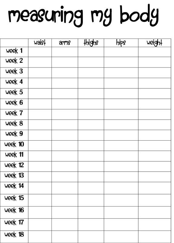 Weight Loss Charts Printable Free Printable Body Measurement Chart
