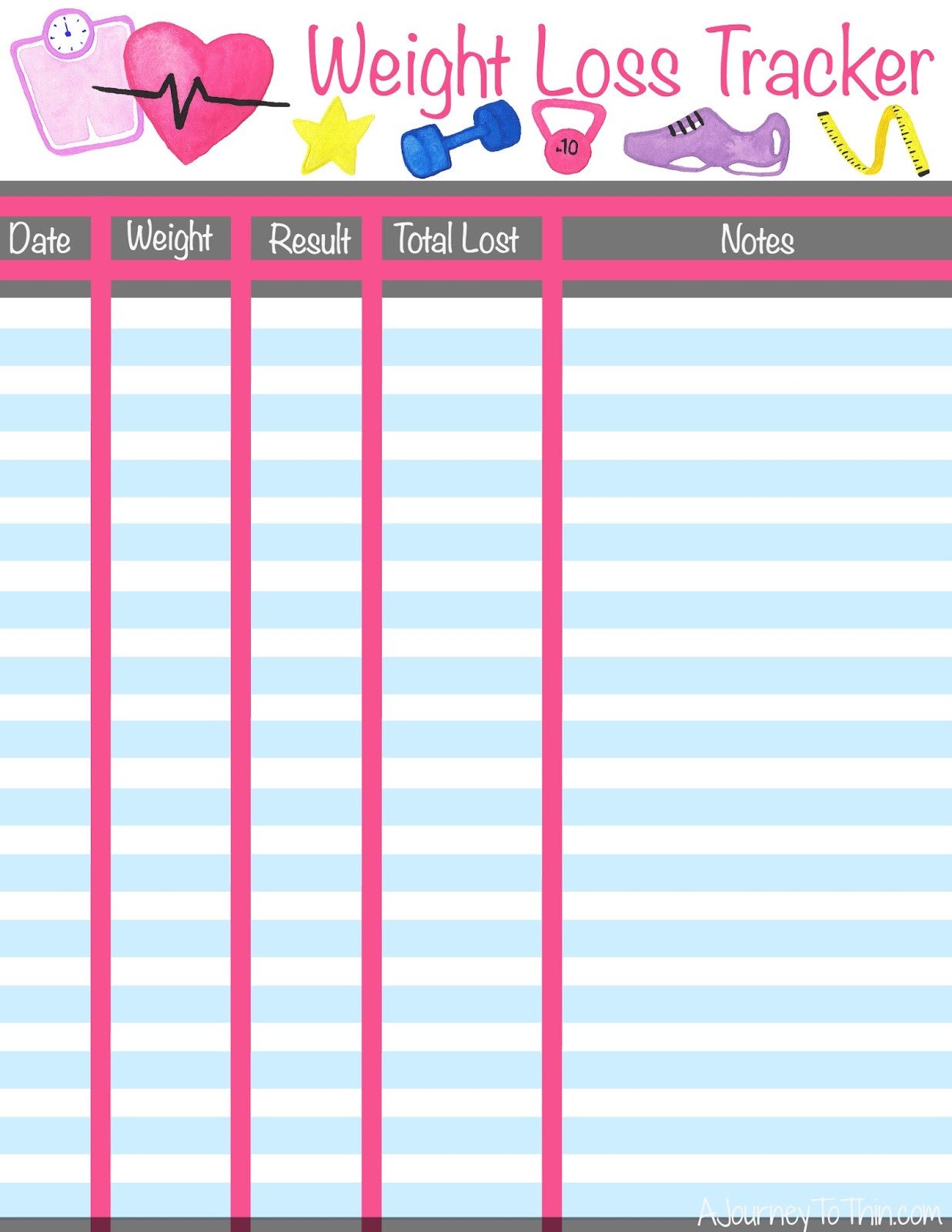 Weight Loss Tracker Template A Journey to Thin Weight Loss Tracker Free Printable