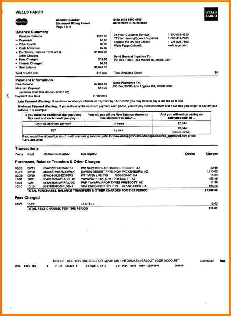 Wells Fargo Bank Statement Template 5 Wells Fargo Bank Statement Template