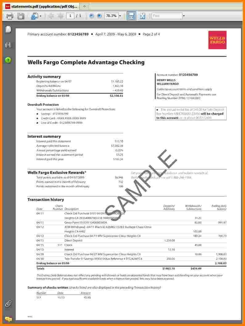 Wells Fargo Bank Statement Template 7 Fake Wells Fargo Bank Statement