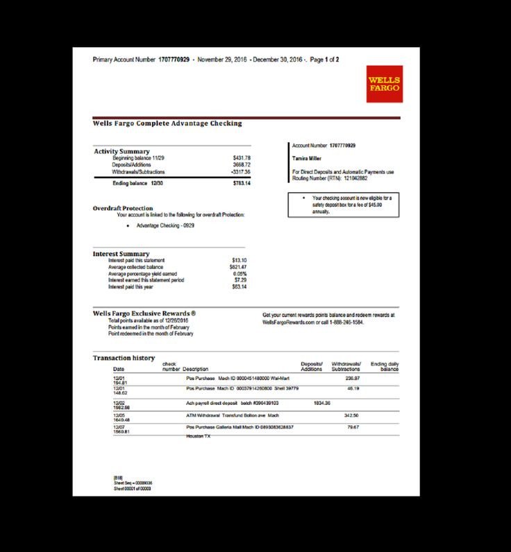 Wells Fargo Bank Statement Template Bank Statement Wells Fargo Template Fake Custom