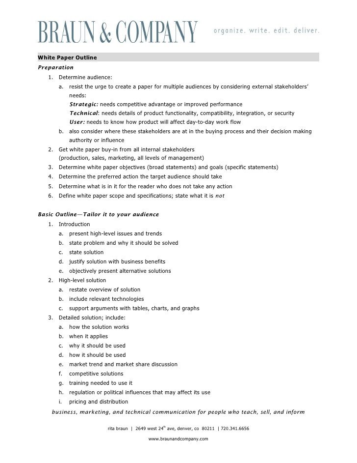 White Paper Outline Template White Paper Outline