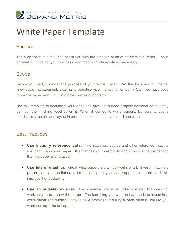 White Paper Outline Template White Paper Template