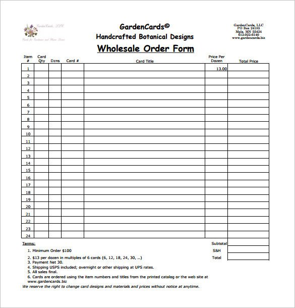 Wholesale order form Template 29 order form Templates Pdf Doc Excel