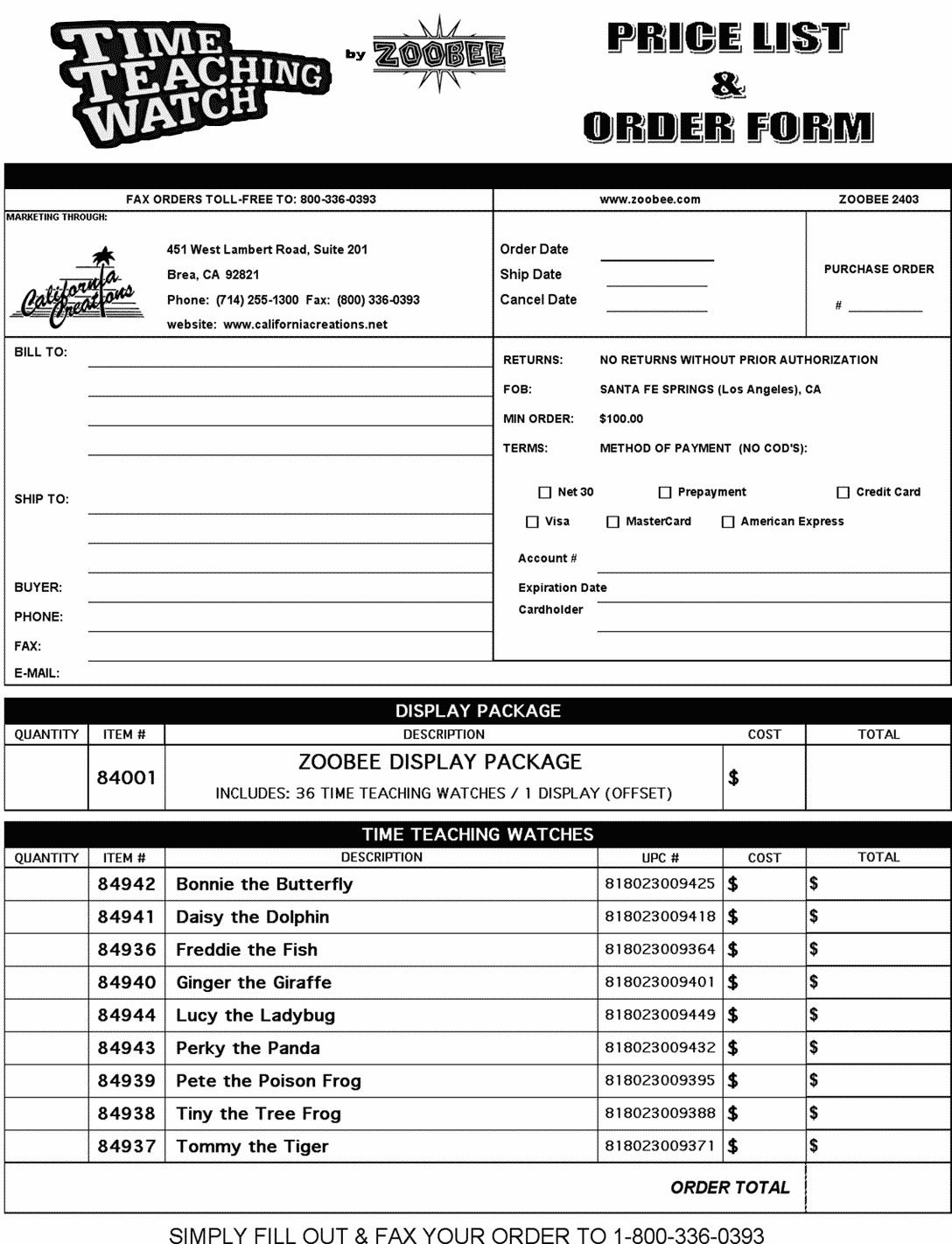 Wholesale order form Template order forms Templates