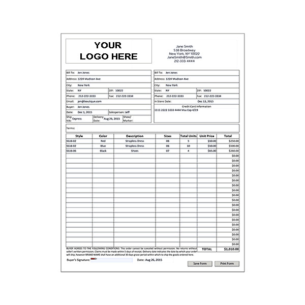 Wholesale order form Template wholesale Line Sheet Template