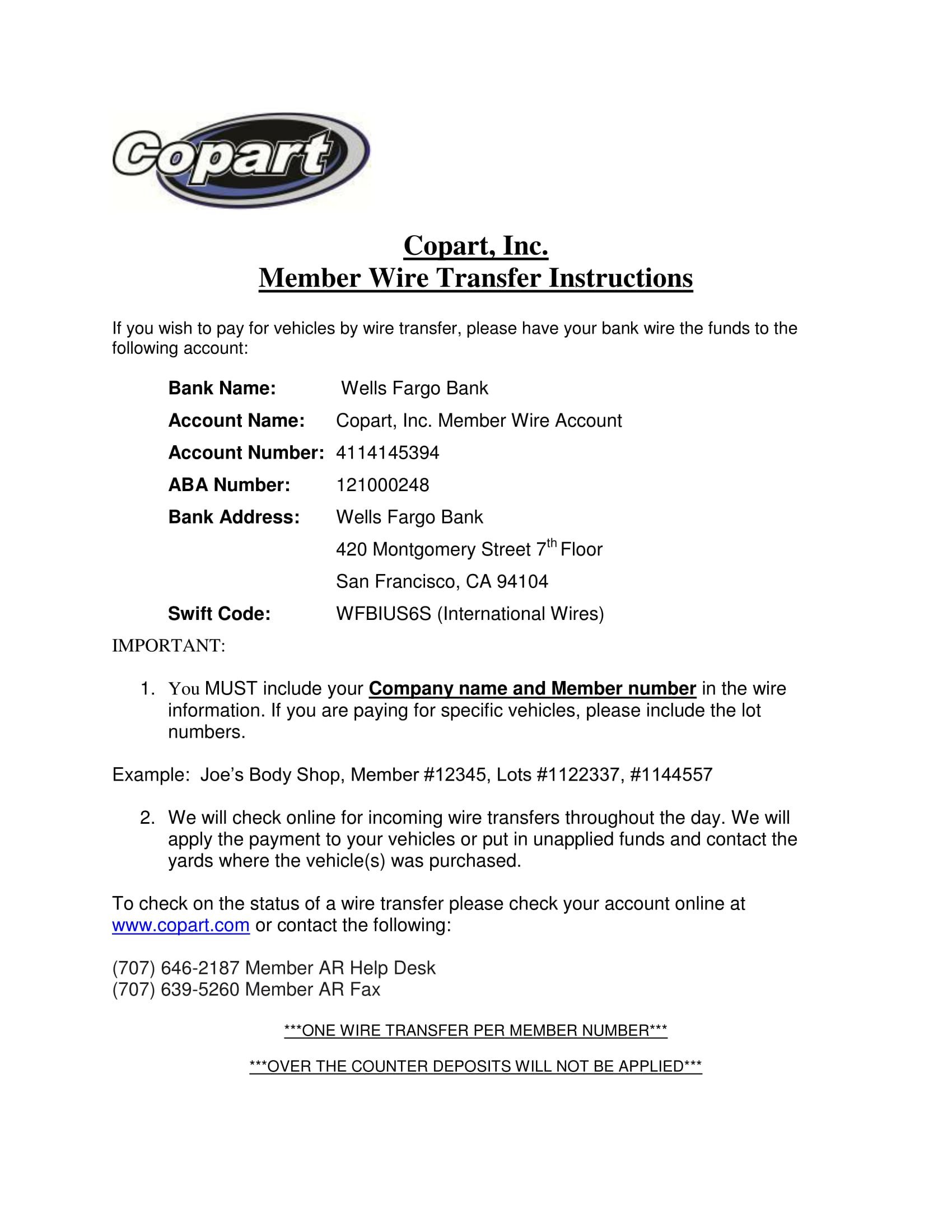 Wire Transfer Instructions Template 4 Wire Transfer Instructions forms Pdf