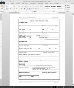 Wire Transfer Instructions Template Wire Transfer form Template