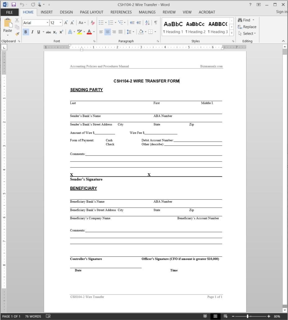 Wire Transfer Instructions Template Wire Transfer Request Template