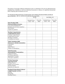 Wj Iv Report Template Bvat the Bilingual Verbal Ability Tests