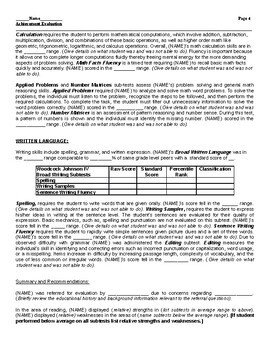 Wj Iv Report Template Woodcock Johnson Iv Report Template by Teacher S House