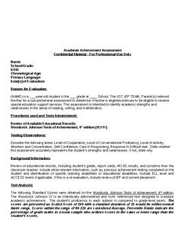 Wj Iv Report Template Woodcock Johnson Iv Report Template by Teacher S House