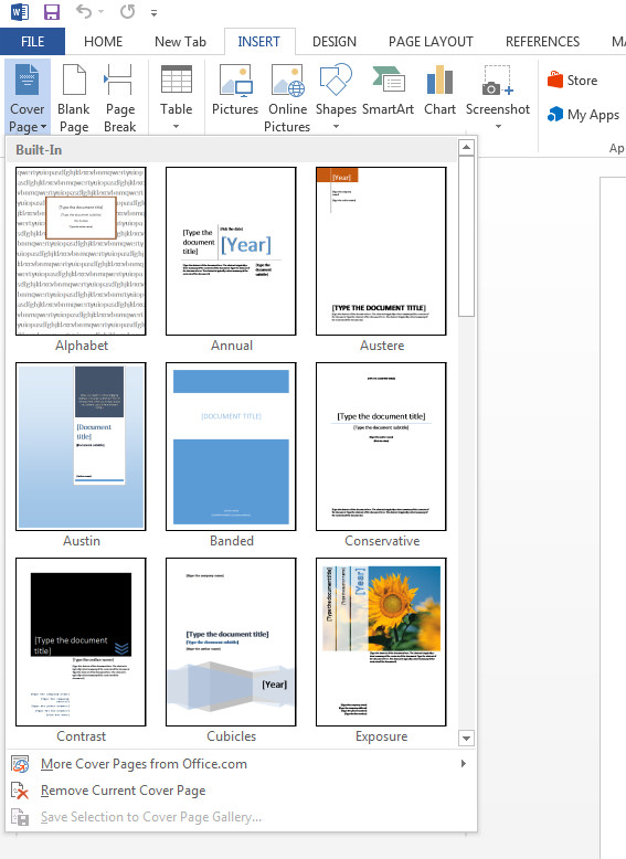 Word Cover Page Templates How to Create A Cover Page In Microsoft Word 2013