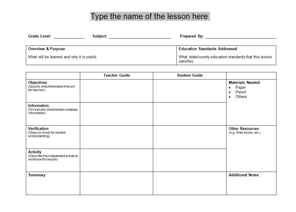 Word Lesson Plan Template Lesson Plan Template Word
