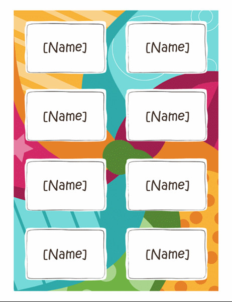 Word Name Tag Template Name Badges Bright Design 8 Per Page Works with Avery