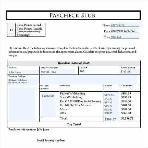 Word Pay Stub Template 10 Pay Stub Templates Word Excel Pdf formats