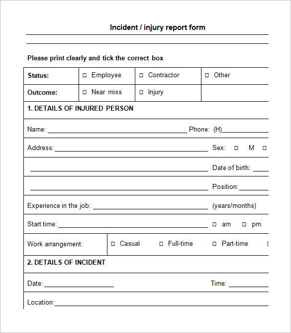 Work Incident Report Template 14 Employee Incident Report Templates Pdf Doc