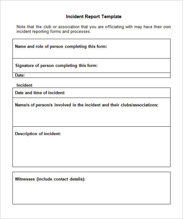 Work Incident Report Template 14 Employee Incident Report Templates Pdf Doc