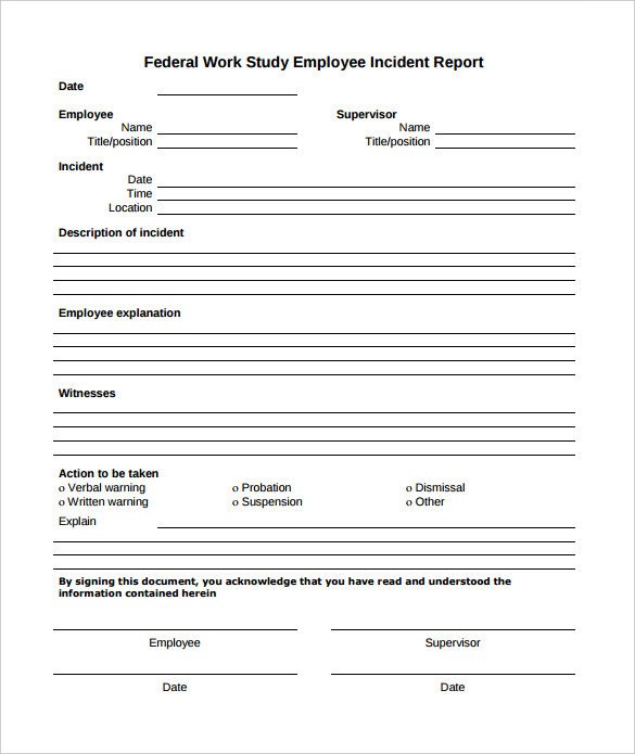 Work Incident Report Template 16 Employee Incident Report Templates Pdf Word Pages