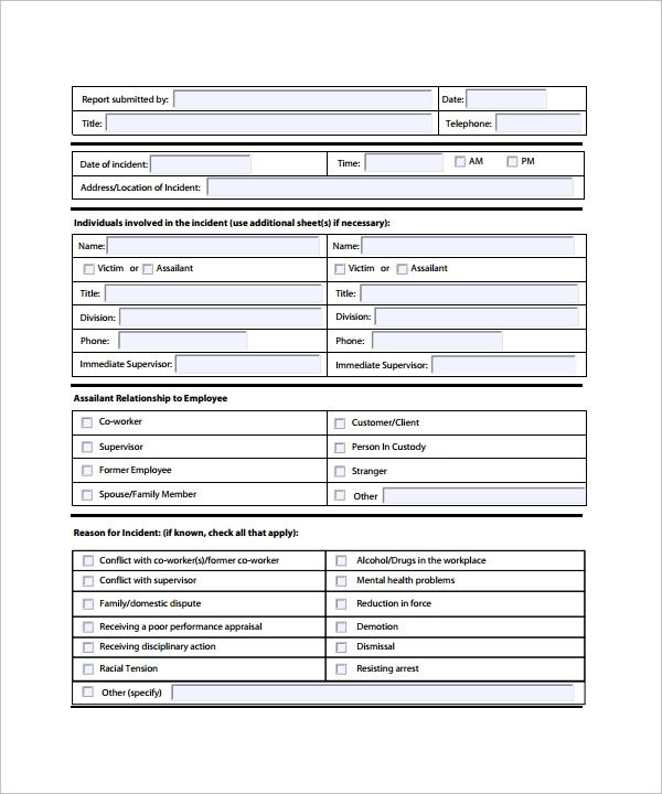 Work Incident Report Template 34 Sample Incident Report Templates Pdf Word Pages