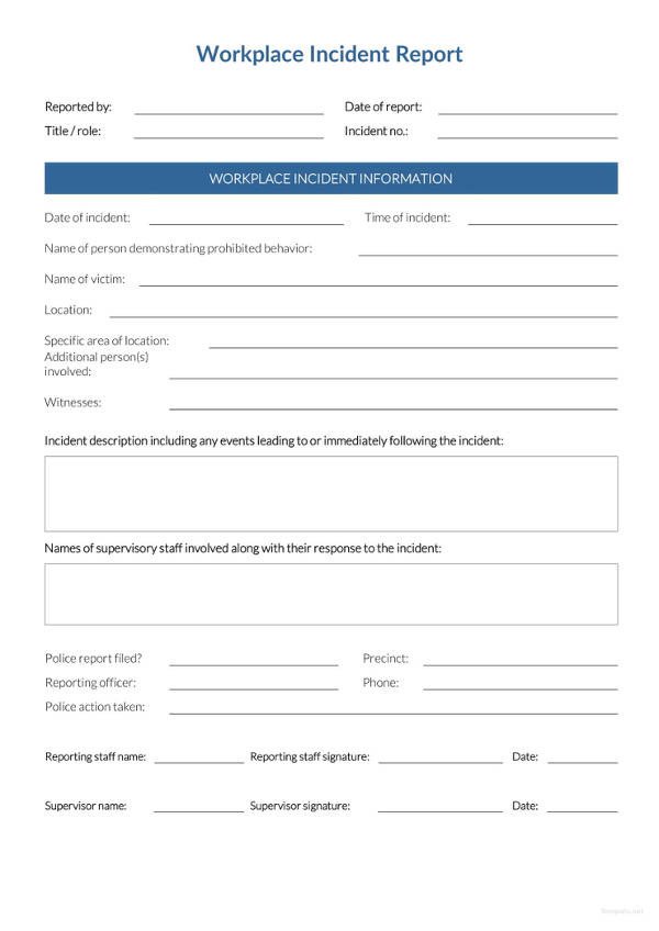 Work Incident Report Template 37 Incident Report Templates Pdf Doc