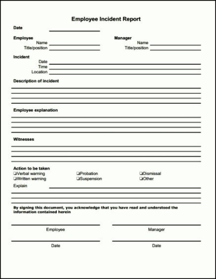 Work Incident Report Template Bar Incident Report form Template Template Update234