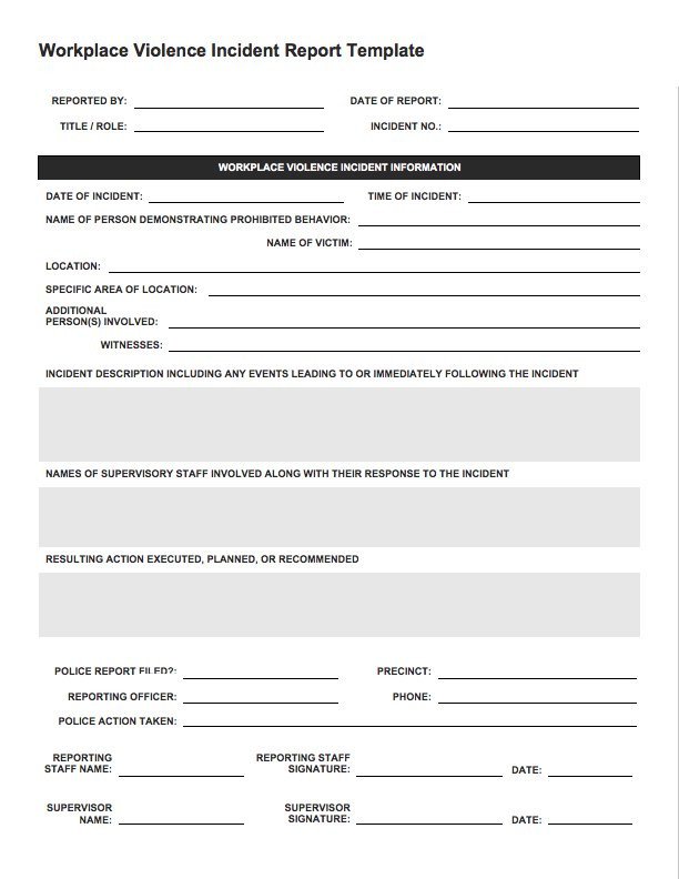 Work Incident Report Template Free Incident Report Templates & forms