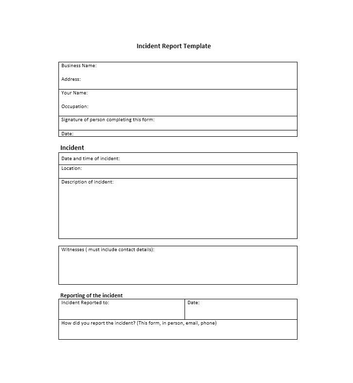 Work Incident Report Template Incident Report Template Editable Printable Free Download