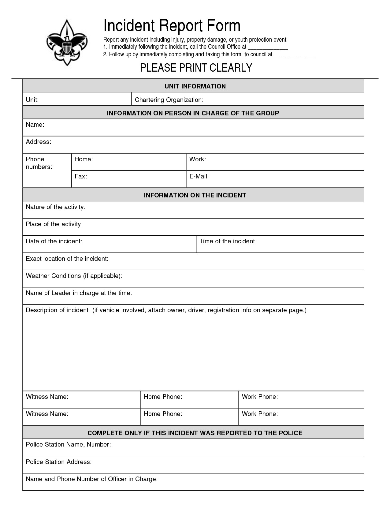 Work Incident Report Template Incident Report Template Editable Printable Free Download