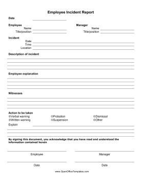 Work Incident Report Template Make Sure that All Accidents and Policy Violations are