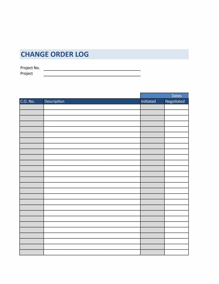 Work order Log Template 40 order form Templates [work order Change order More]