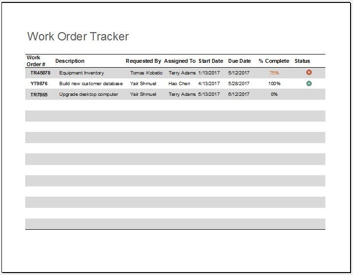 Work order Template Excel Work order Tracker Template for Excel