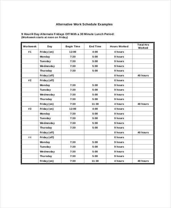 Work Schedule Template Pdf Daily Schedule Template 9 Free Word Pdf Documents