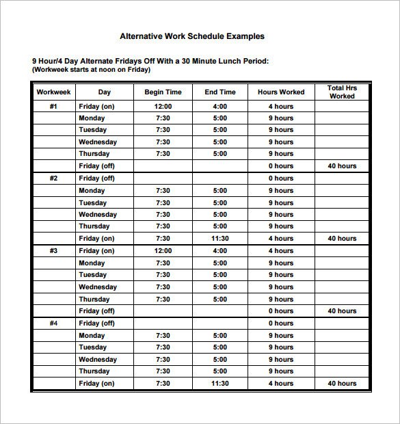 Work Schedule Template Pdf Monthly Employee Schedule Template Excel