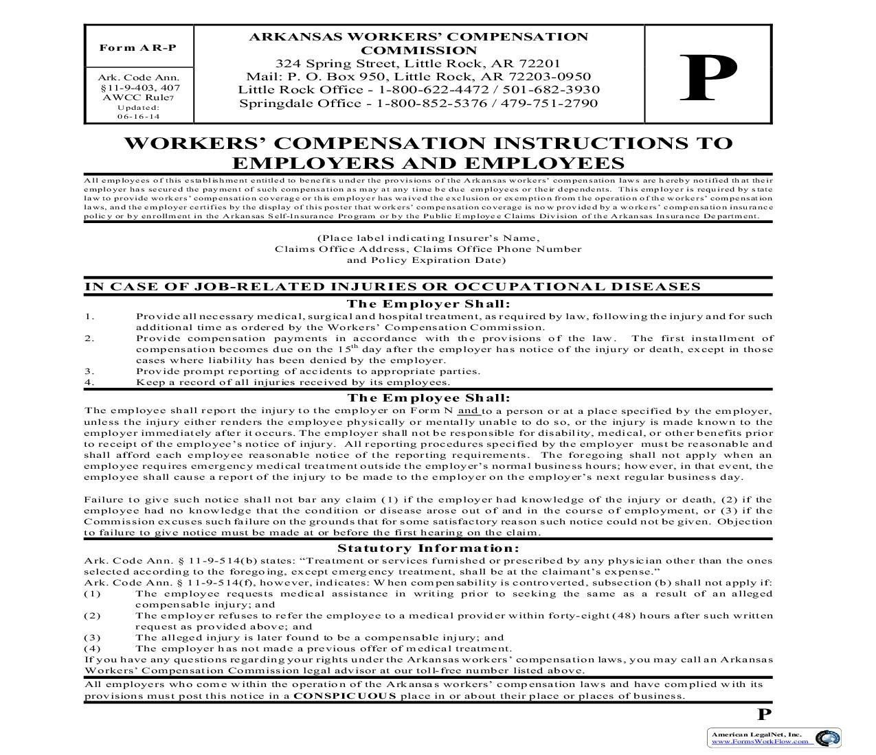 Workers Comp Waiver form Oklahoma Workers P Waiver form Arkansas