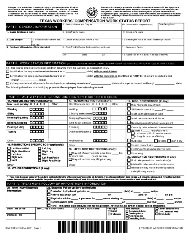 Workers Compensation Waiver form Texas 2019 Workers Pensation forms Fillable Printable Pdf